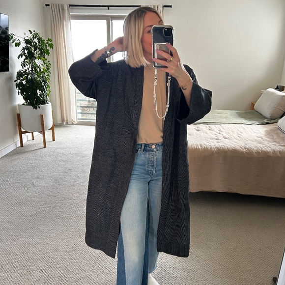 MADEWELL GRID PATTERN ROBE JACKET MEDIUM OVERCOAT COVERUP - Picture 2 of 6